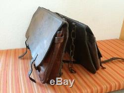 2x Vintage Swiss Army Military Big saddle Leather bag CH Rarity Motorcycle WW2