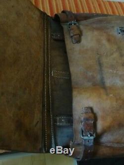 2x Vintage Swiss Army Military Big saddle Leather bag Rarity Motorcycle 1937 39