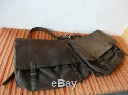 2x Vintage Swiss Army Military Big saddle Leather bag Rarity Motorcycle WW2 1923