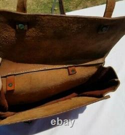 2x Vintage Swiss Army Style Military Bag Saddle Leather Bag Rarity Motorcycle