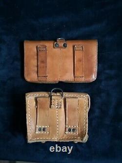 3 Vintage Army/Military Leather Ammo Cartridge Pouches