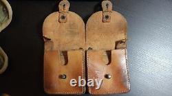 3 Vintage Army/Military Leather Ammo Cartridge Pouches