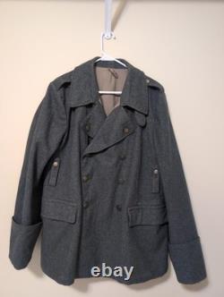 30s Swiss Army Medic Jacket Wool Military Pea Coat Rare