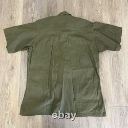 4 Vintage Military Vietnam OG 107 Green Ripstop Poplin Shirt Medium Short Patch