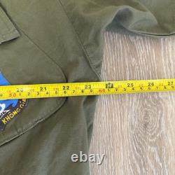 4 Vintage Military Vietnam OG 107 Green Ripstop Poplin Shirt Medium Short Patch