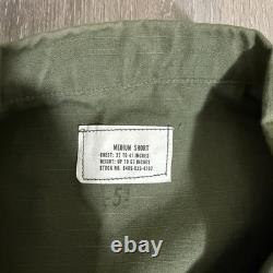 4 Vintage Military Vietnam OG 107 Green Ripstop Poplin Shirt Medium Short Patch