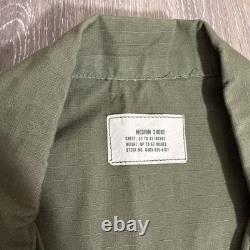 4 Vintage Military Vietnam OG 107 Green Ripstop Poplin Shirt Medium Short Patch