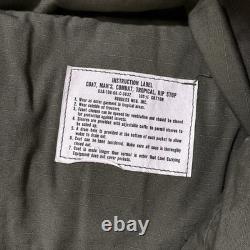 4 Vintage Military Vietnam OG 107 Green Ripstop Poplin Shirt Medium Short Patch