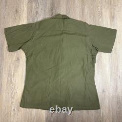 4 Vintage Military Vietnam OG 107 Green Ripstop Poplin Shirt Medium Short Patch