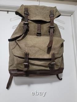 50s 60s Swiss Army Military Backpack Rucksack Canvas Salt Pepper ALL OG PARTS