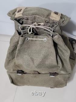 50s 60s Swiss Army Military Backpack Rucksack Canvas Salt Pepper ALL OG PARTS