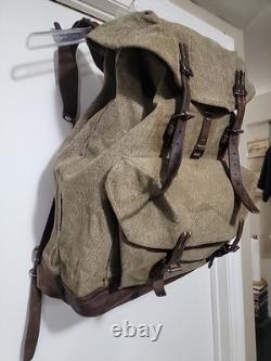 50s 60s Swiss Army Military Backpack Rucksack Canvas Salt Pepper ALL OG PARTS