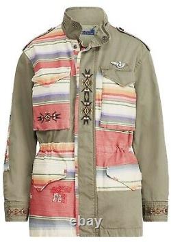 $598 Polo Ralph Lauren Women Military Army Southwestern Aztec Jacket Olive Sz L