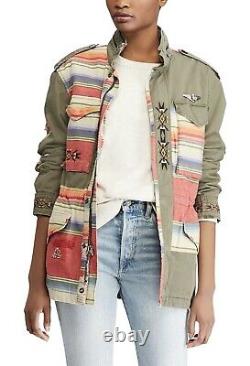 $598 Polo Ralph Lauren Women Military Army Southwestern Aztec Jacket Olive Sz L