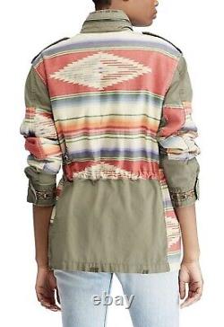 $598 Polo Ralph Lauren Women Military Army Southwestern Aztec Jacket Olive Sz L