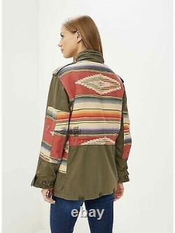 $598 Polo Ralph Lauren Women Military Army Southwestern Aztec Jacket Olive Sz L