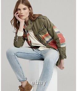 $598 Polo Ralph Lauren Women Military Army Southwestern Aztec Jacket Olive Sz L