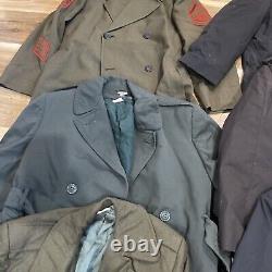 (7) Vintage US Military Trench Over Coat Navy Marines Air Force Army Mixed Lot