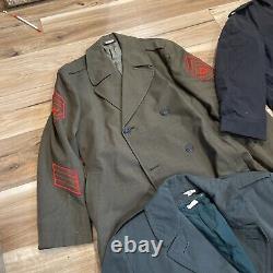 (7) Vintage US Military Trench Over Coat Navy Marines Air Force Army Mixed Lot