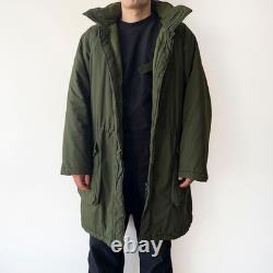 90s Vintage Swedish Army Military M90 Olive Green Winter Parka Coat 190/75 Sz XL