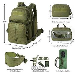 AKMAX Military Large Rucksack Army Tactical MOLLE 3 Day Assault Pack Olive Drab