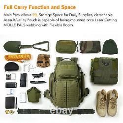 AKMAX Military Large Rucksack Army Tactical MOLLE 3 Day Assault Pack Olive Drab