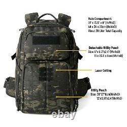 AKMAX Military Medium Rucksack Army Tactical MOLLE 3 Day Assault Pack Dark Night