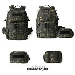 AKMAX Military Medium Rucksack Army Tactical MOLLE 3 Day Assault Pack Dark Night