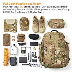 AKMAX Military Medium Rucksack Army Tactical MOLLE 3 Days Assault Pack Multicam