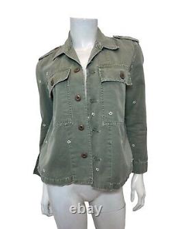 AMO Army Shirt Jacket with Flowers in Surplus Size XS