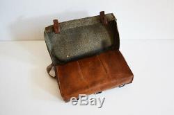 Antique (1915) Swiss Army Leather & Canvas Bread Bag Ammo Military Shoulder WW1