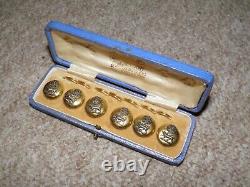 Antique Gilded Military Buttons-York/Lancaster Reg- Original Case-Butcher & Webb