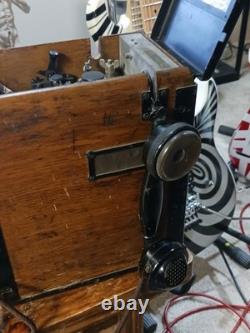 Antique KELLOGG Radio D-14205 US Military WWI Army Field Telephone HANDCRANK
