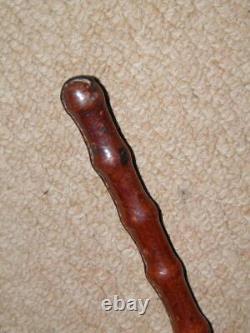 Antique Military Brown Cladded Pigskin Leather Whangee Bamboo Swagger Stick