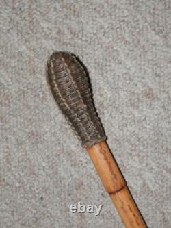 Antique Military Riding Whip With Weighted Woven Top & Original Leather End