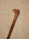 Antique Military Swagger Stick With Hand-carved Grotesque Spaniel Dog Head Top