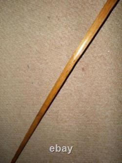 Antique Military Swagger Stick With Hand-Sculpted Shaft & Coquilla Nut Top