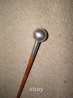 Antique Military Swagger Stick With Silver Ball Pommel Top 69.5cm