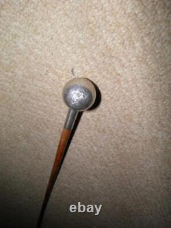 Antique Military Swagger Stick With Silver Ball Pommel Top 69.5cm