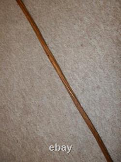 Antique Twisted Acacia Military Swagger Stick With Silver Plate Top 82.5cm