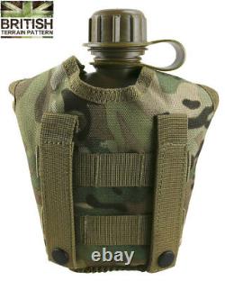 Army Combat Military GI US British Tactical Water Bottle + Molle Pouch BTP Camo