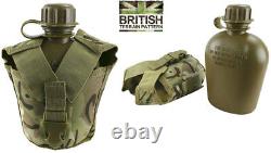 Army Combat Military GI US British Tactical Water Bottle + Molle Pouch BTP Camo