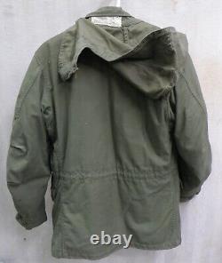 Army Field Jacket US Small Short, Liner & Hood Military Olive Green 60s Vintage