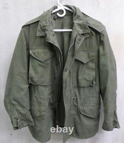 Army Field Jacket US Small Short, Liner & Hood Military Olive Green 60s Vintage