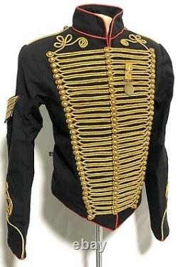 Army Military Gold Hussar Black/Red Jacket In 42,44,46, with Star Brass Medal