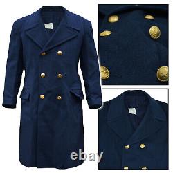 Authentic Military Wool Italian Army Long Overcoat Uniform Air Force Navy NEW