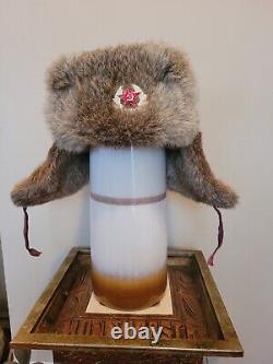 Authentic Soviet-era Russian Ushanka Military Fur Hat withSoviet Army Badge