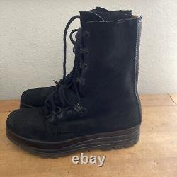 Bally Sangallo Military Combat Boots Black Leather Sz US 7 Army Switzerland