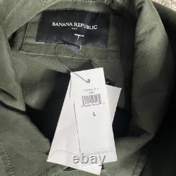 Banana Republic Field Jacket Mens Large Green Military Surplus Coat Zip NWT Flex