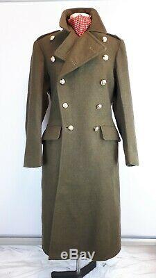 British Army Greatcoat Vintage 1955 Full Length Wool Overcoat Military 39 40